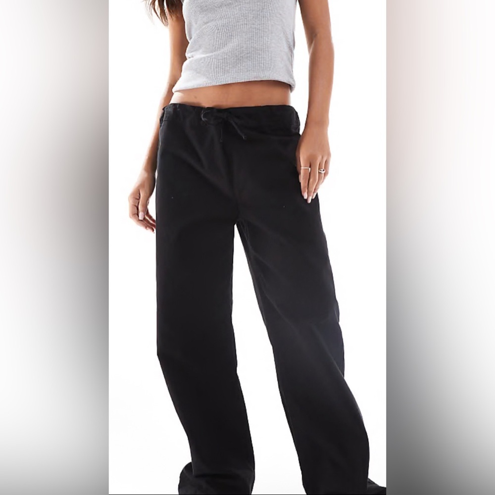 ASOS Black Wide Leg Track Pants